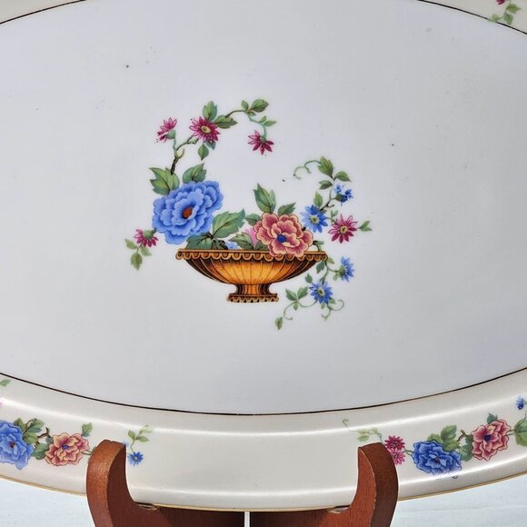 Edelstein Bavaria Porcelain Serving Platter 15" floral flower basket VTG MCM - Picture 2 of 12